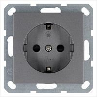 Розетка 1-м Shuko 16А IP20 с заземл. защ. шторки механизм алюм. Jasmart G5501S