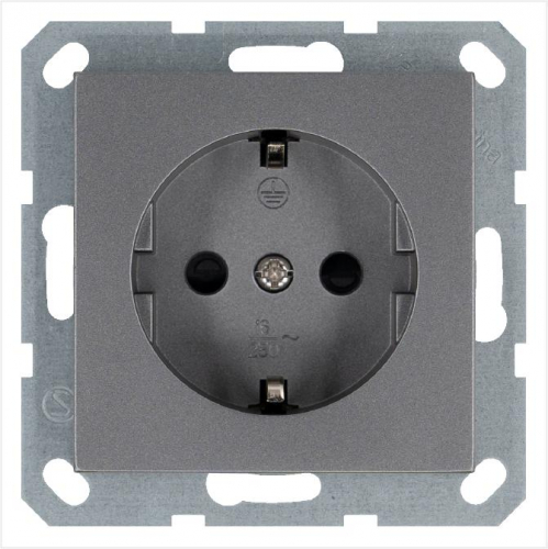 Розетка 1-м Shuko 16А IP20 с заземл. защ. шторки механизм алюм. Jasmart G5501S Розетка 1-м Shuko 16А IP20 с заземл. защ. шторки механизм алюм. Jasmart G5501S