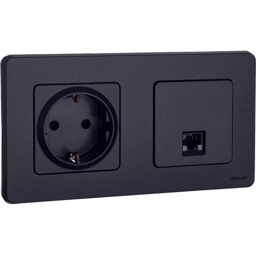 Розетка компьютерная СП Inspiria RJ45 кат.5E UTP IP20 антрацит IEK 673828 фото 2
