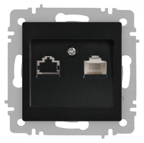 Розетка компьютерная 1-м СП Accent 6-303-05 RJ45 IP20 антрацит Intro Б0063634 Розетка компьютерная 1-м СП Accent 6-303-05 RJ45 IP20 антрацит Intro Б0063634