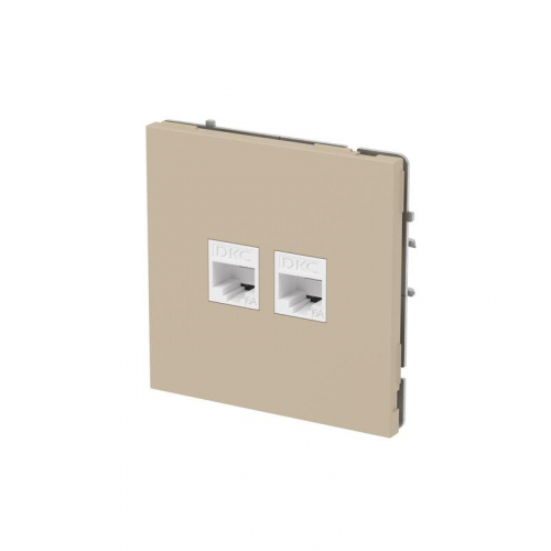 Розетка компьютерная 2-м KANT RJ45 кат.6A без шторки ванильн. марципан DKC 7015674 фото 2