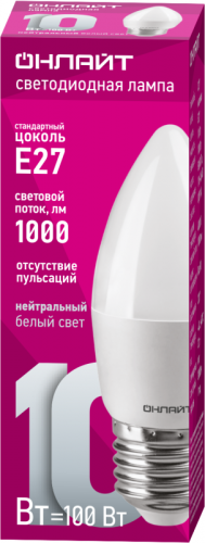 Лампа светодиодная 61 960 OLL-C37-10-230-4K-E27-FR 10Вт свеча 4000К нейтр. бел. E27 1000лм 176-264В ОНЛАЙТ 61960 фото 2