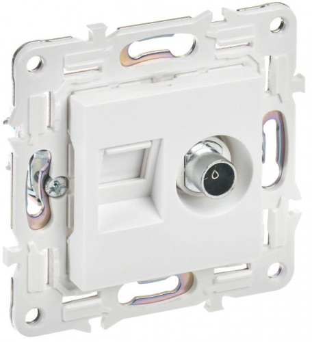 Розетка двойная TV+RJ45 кат.6E SKANDY SK-A15W арктич. бел. IEK SK-AK20-2-K01 Розетка двойная TV+RJ45 кат.6E SKANDY SK-A15W арктич. бел. IEK SK-AK20-2-K01
