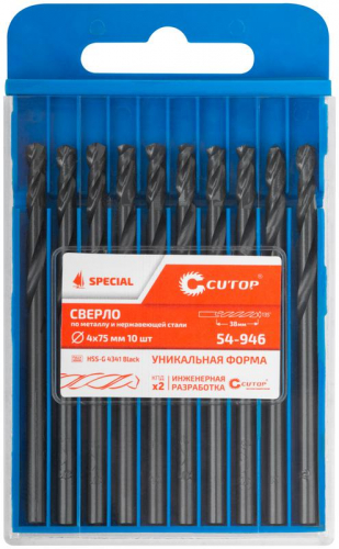 Сверло по металлу СПЕЦИАЛ/Special HSS-G 4х75/38мм (уп.10шт) Cutop 54-946 фото 3