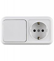 Блок ОП розетка 1-м IP20 с заземл.+выключатель 1-кл. Makel 451A1