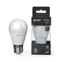Лампа светодиодная Black 7Вт P45 шар 4100К нейтр. бел. E27 590лм диммир. GAUSS 105102207-D