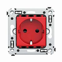 Розетка 1-м СП 2мод. Avanti "Красный квадрат" 16А IP20 2P+E защ. шторки красн. DKC 4401003