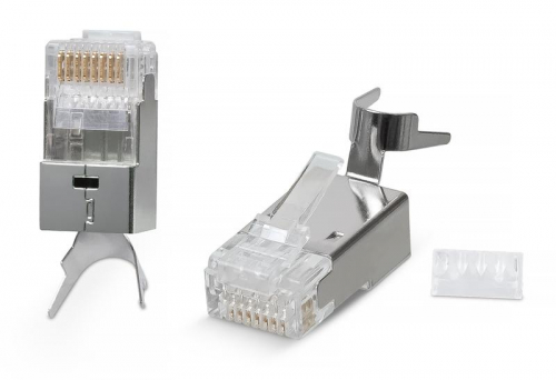 Коннектор RJ-45(8P8C) под витую пару кат. 6a/7/7a экран. универс. (для ож и мж кабеля) Cabeus 7780c Коннектор RJ-45(8P8C) под витую пару кат. 6a/7/7a экран. универс. (для ож и мж кабеля) Cabeus 7780c