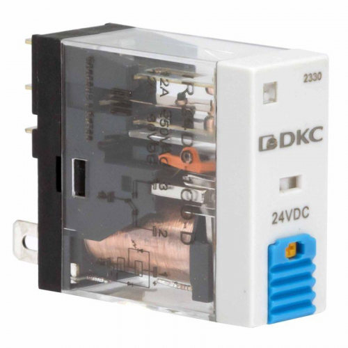 Реле одиночное 24В DC 1 прекидн. контакт тестовая кнопка DKC IR-24DC-1CO-D фото 2