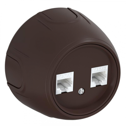 Розетка компьютерная 2-м RJ45 кат.5E Rotondo корич. OneKeyElectro 7700893 Розетка компьютерная 2-м RJ45 кат.5E Rotondo корич. OneKeyElectro 7700893