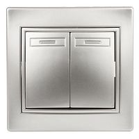 Переключатель 2-кл. СП Plano 1-107-03 10А 250В IP20 алюм. Intro Б0053806