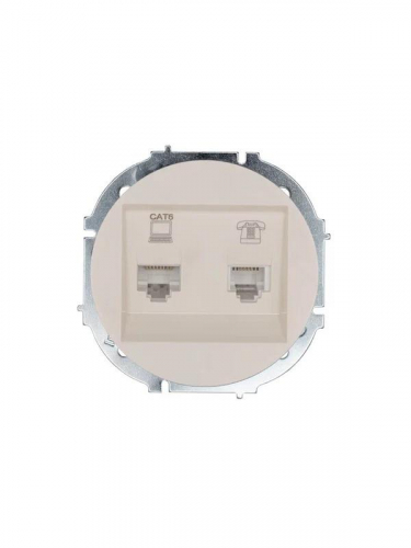 Розетка компьютерная + телефонная OSEN RJ45 кат.6 + RJ11 с модулем механизм сл. кость LEZARD 743-9088-144