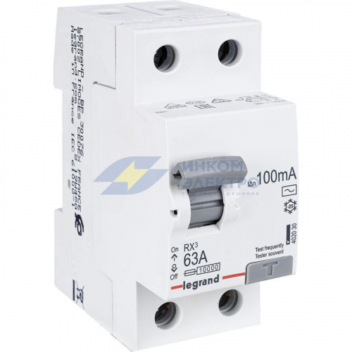 Выключатель дифференциального тока (УЗО) 2п 63А 100мА тип AC RX3 Leg 402030 фото 3