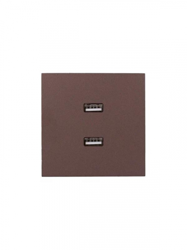 Розетка 2-м СП ZIMA IP20 USB механизм шоколад LEZARD 704-7388-192