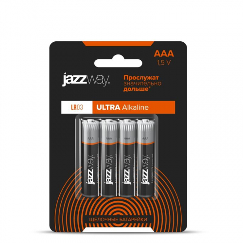 Элемент питания алкалиновый AAA/LR03 1.5В Ultra Alkaline BL-4 (блист.4шт) JazzWay 5010802 фото 2