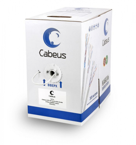 Кабель витая пара UTP (U/UTP) кат.5E 2 пары 24 AWG ОЖ PVC нг(А)-LS сер. (уп.500м) Cabeus 11212c Кабель витая пара UTP (U/UTP) кат.5E 2 пары 24 AWG ОЖ PVC нг(А)-LS сер. (уп.500м) Cabeus 11212c