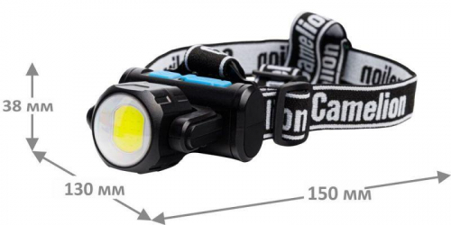Фонарь налобный LED53401 аккум. 3.7В COB+LED 3.5Вт 4 реж. Type-C бокс черн. Camelion 15749 фото 4