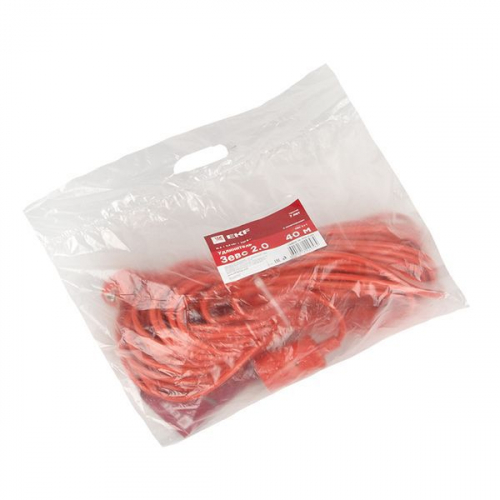 Удлинитель-шнур 1х40м с заземл. 16А IP20 Зевс 2.0 3.5кВт ПВС 3х1 PROxima EKF USB02-16-310-1-40 фото 4