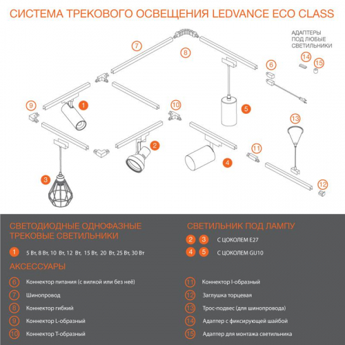 Аксессуар для трекового светильника ECO TRACKRAIL 1PH 2M BK LEDVANCE 4099854256141 фото 9