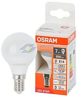 Лампа светодиодная LED Star 7Вт (замена 60Вт) шарообразная 6500К E14 600лм OSRAM 4058075695955