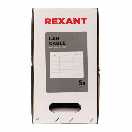 Кабель витая пара U/UTP кат.5E 4х2х24AWG solid CU PE Outdoor черн. (м) Rexant 01-0045 фото 8