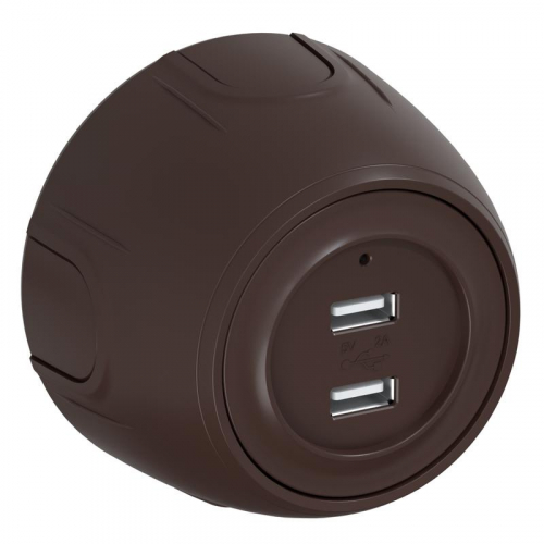 Розетка USB 2-м Rotondo с подсветкой корич. OneKeyElectro 7700898