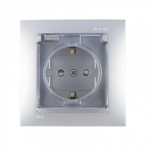 Розетка 1-м СП Simon15 с защ. крышкой защ. шторки с заземл. IP44 алюм. Simon 1590450-033 Розетка 1-м СП Simon15 с защ. крышкой защ. шторки с заземл. IP44 алюм. Simon 1590450-033