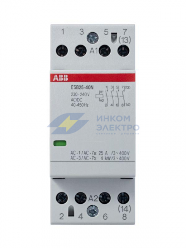 Контактор ESB25-40N-06 модульный (25А АС-1 4НО) катушка 230В AC/DC ABB 1SAE231111R0640 фото 4