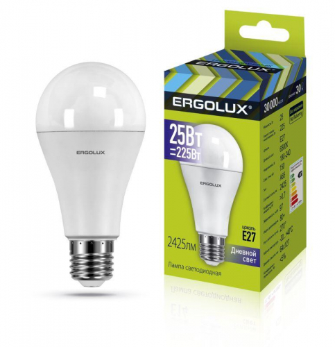 Лампа светодиодная LED-A65-25W-E27-6K ЛОН 25Вт E27 6500К 180-240В Ergolux 14228 Лампа светодиодная LED-A65-25W-E27-6K ЛОН 25Вт E27 6500К 180-240В Ergolux 14228