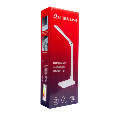 Светильник настольный UF-800 C01 8Вт 4500К 230В 3 уровня яркости бел. Ultraflash 15716 фото 2