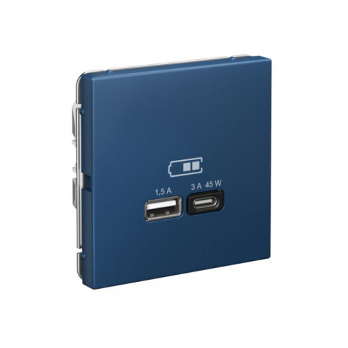 Розетка USB ArtGallery тип A+C 45Вт QC PD высокоскор. ЗУ механизм аквамарин SE GAL001129 фото 5 Розетка USB ArtGallery тип A+C 45Вт QC PD высокоскор. ЗУ механизм аквамарин SE GAL001129 фото 5