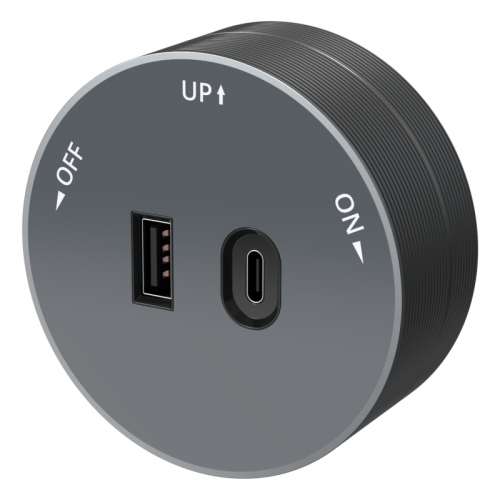 Розетка MultiTrack с 2-мя заряд. устройствами USB тип A+C 18Вт 5В/3А графит SE MTK13003G фото 3