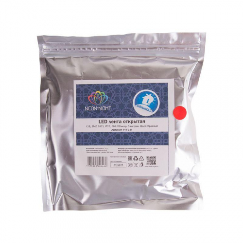 Лента светодиодная SMD3528 4.8Вт/м 60LED/м 12В IP20 красн. (уп.5м) Lamper 141-331 фото 5