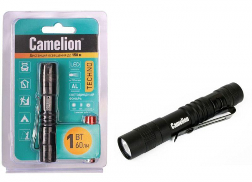 Фонарь LED51516 XPE 3 режима 1хLR03 (в компл.) алюм. черн. (открывающ. блист.) Camelion 12916 Фонарь LED51516 XPE 3 режима 1хLR03 (в компл.) алюм. черн. (открывающ. блист.) Camelion 12916