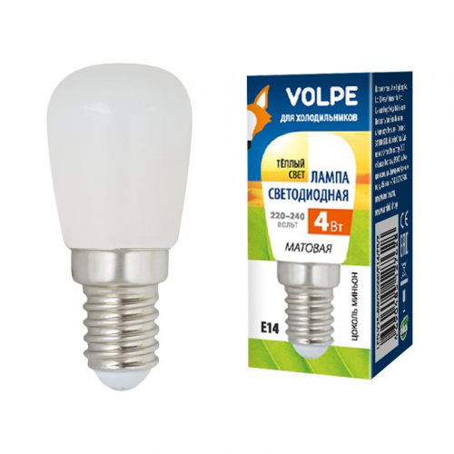 Лампа светодиодная LED-Y25-4W/3000K/E14/FR/Z 4Вт матовая 3000К тепл. бел. E14 для холодильников (упак. картон) Volpe UL-00006501 Лампа светодиодная LED-Y25-4W/3000K/E14/FR/Z 4Вт матовая 3000К тепл. бел. E14 для холодильников (упак. картон) Volpe UL-00006501
