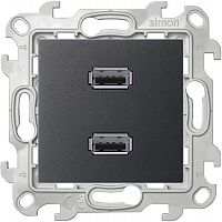Розетка USB 2-м СП Simon 24 IP20 коннектор механизм графит Simon 2411090-038