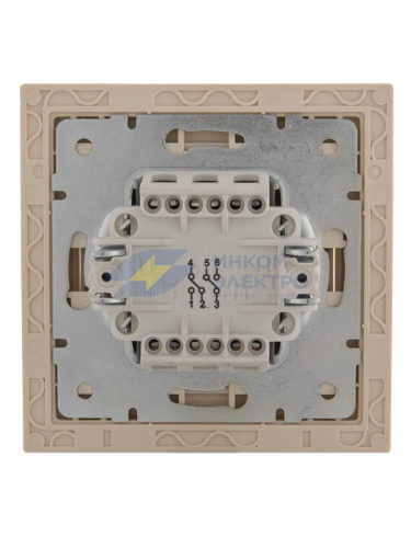 Переключатель проходной 2-кл. СП Rain IP20 в сборе с рамкой крем. LEZARD 703-0303-106 фото 2