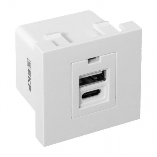 Розетка USB 2-м A+C 2.1А без индикатора бел. EKF E2MR2-21USB-10-AC фото 6
