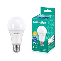Лампа светодиодная LED15-A60/865/E27 15Вт грушевидная матовая 6500К холод. бел. E27 150-265В Camelion 12713