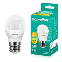 Лампа светодиодная LED12-G45/830/E27 12Вт шар матовая 3000К тепл. бел. E27 150-265В Camelion 13694