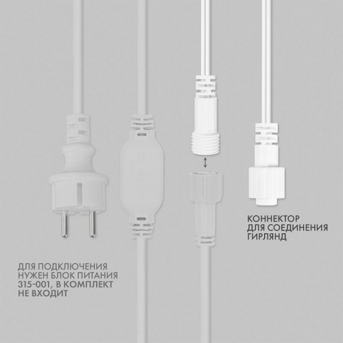 Гирлянда светодиодная "Нить" 20м 200LED тепл. бел. 18Вт 230В IP67 постоян. свечение провод каучук бел. (нужен шнур питания 315-001) Neon-Night 315-146 фото 4