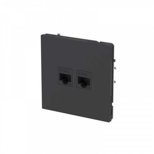 Розетка компьютерная 2-м KANT RJ45 кат.5E без шторки черн. уголь DKC 7012664 фото 2
