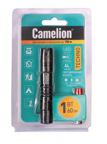Фонарь LED51516 XPE 3 режима 1хLR03 (в компл.) алюм. черн. (открывающ. блист.) Camelion 12916 фото 6 Фонарь LED51516 XPE 3 режима 1хLR03 (в компл.) алюм. черн. (открывающ. блист.) Camelion 12916 фото 6