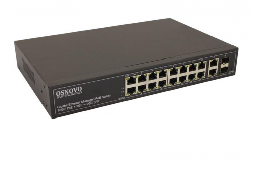 Коммутатор управляемый L2+ PoE SW-8182/L(300Вт) Gigabit Ethernet на 16 RJ45 PoE + 2хRJ45 + 2 GE SFP портов OSNOVO 13257 Коммутатор управляемый L2+ PoE SW-8182/L(300Вт) Gigabit Ethernet на 16 RJ45 PoE + 2хRJ45 + 2 GE SFP портов OSNOVO 13257