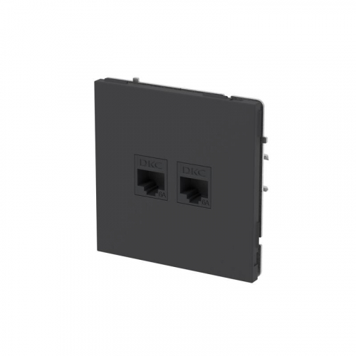 Розетка компьютерная 2-м KANT RJ45 кат.6A без шторки черн. уголь DKC 7012674 фото 2