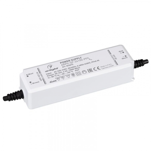 Блок питания ARPV-SP-24100-PFC (24В 4.2А 100Вт) IP67 пластик Arlight 043672 Блок питания ARPV-SP-24100-PFC (24В 4.2А 100Вт) IP67 пластик Arlight 043672