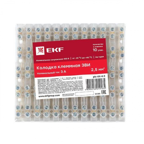 Колодка клеммная 4кв.мм 3А полиэтилен PROxima EKF plc-KK-4-3 фото 4 Колодка клеммная 4кв.мм 3А полиэтилен PROxima EKF plc-KK-4-3 фото 4