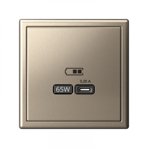 Розетка USB ArtGallery тип C 65Вт QC PD высокоскор. ЗУ механизм шампань SE GAL000527 фото 9