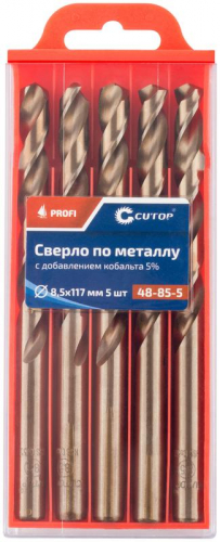Сверло по металлу Profi с кобальтом 5% 8.5х117мм (уп.5шт) Cutop 48-85-5 фото 3 Сверло по металлу Profi с кобальтом 5% 8.5х117мм (уп.5шт) Cutop 48-85-5 фото 3