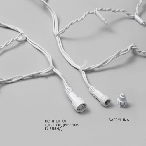 Гирлянда светодиодная "Айсикл" (бахрома) 5.6х0.9м 240LED тепл. бел. 16Вт 230В IP67 провод каучук бел. (нужен шнур питания 315-001) Neon-Night 255-286 фото 8